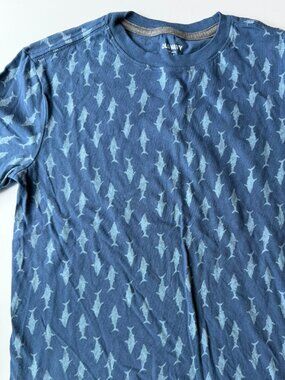 Boy's Shortsleeve T-Shirt - Ready for Play in Blue with Sharks Medium